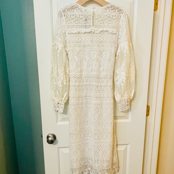 NWT Spell & the Gypsy Collective Cream Dawn Lace Belted Midi Dress - Picture 7 of 17